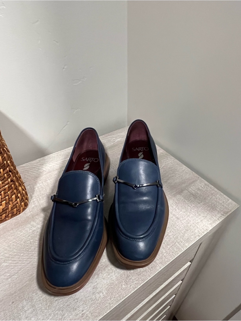 SARTO By Franco Sarto Navy Leather Bit Loafers